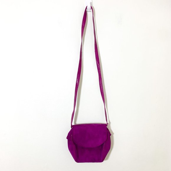 Vintage Frenchy of California fuchsia suede crossbody purse - Picture 1 of 7